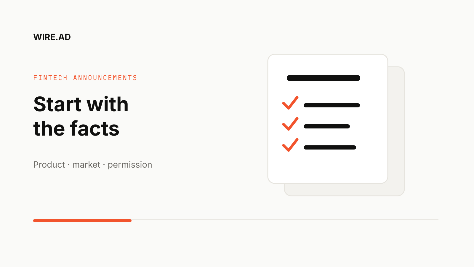 A verified fintech brief organised into product, market and permission checks