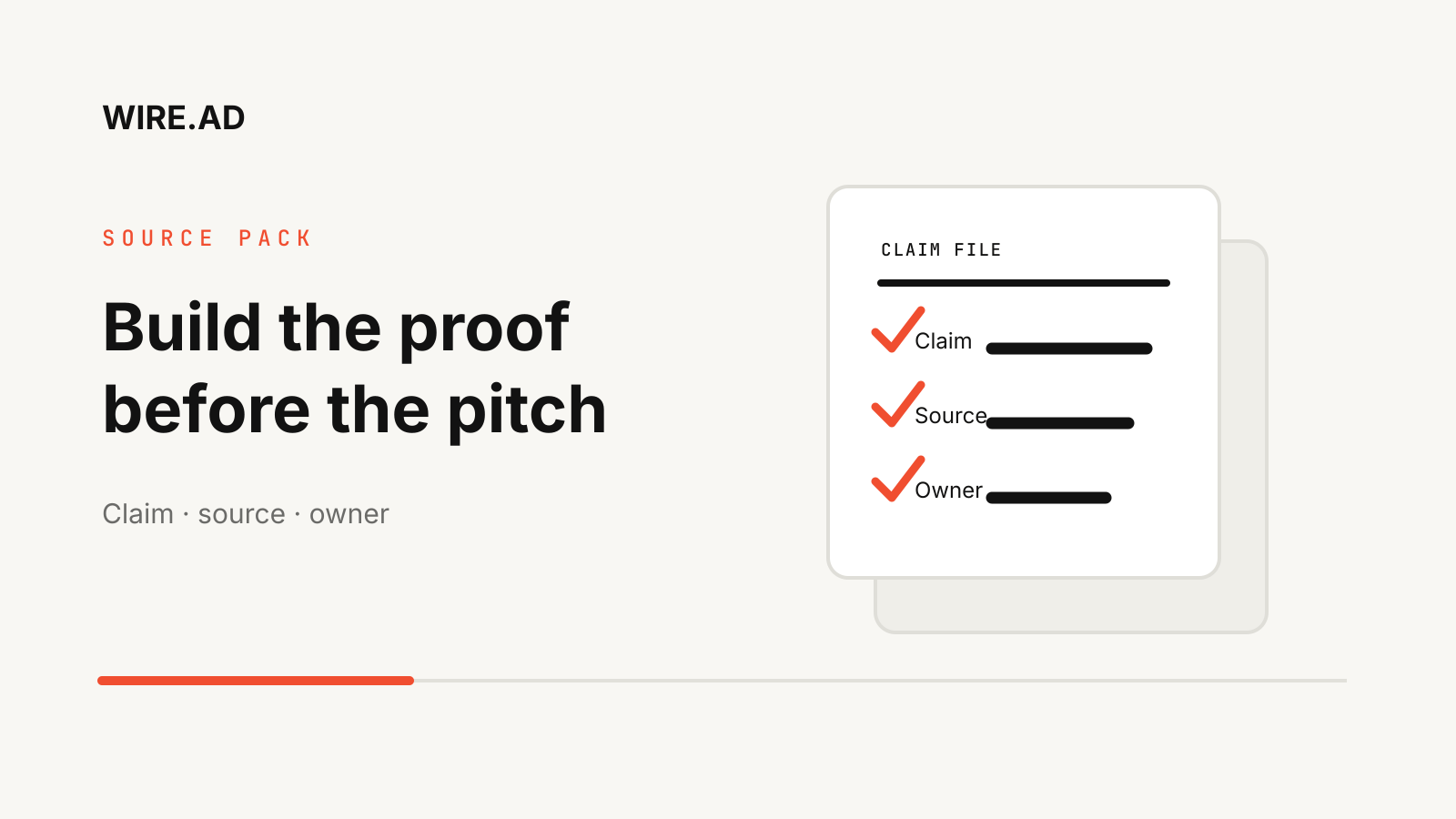 A claim file checks each press release statement against a source and an owner.